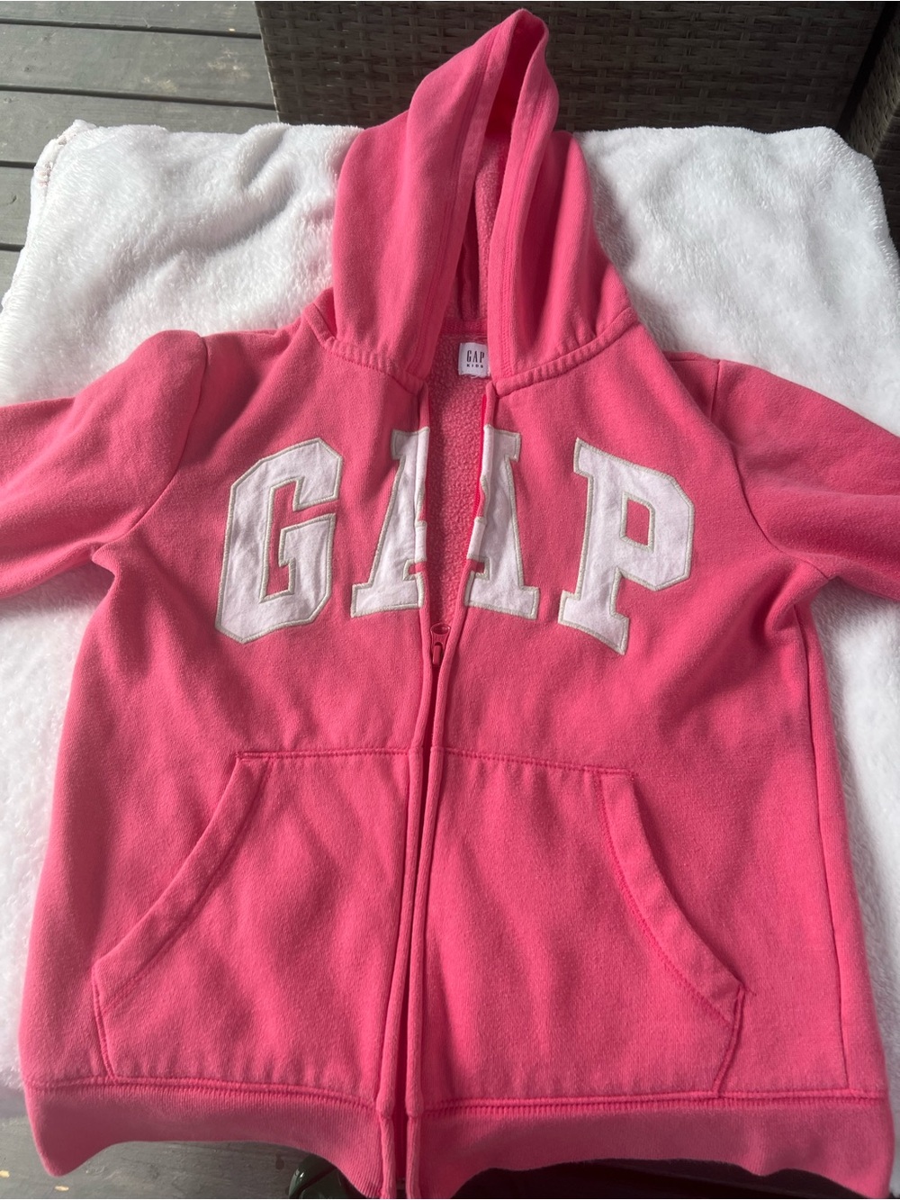 GAP Pink Hooded Zip-Up Sweatshirt with White Logo